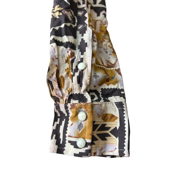 Wrangler Retro Wear Punchy Snap Top Pink/Brown Cowboy Western  Sz L - Picture 4 of 9